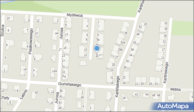 Legnica, Wojciechowskiego Józefa, 11, mapa Legnicy