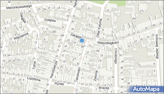 Leszno, Wolności, 25, mapa Leszno