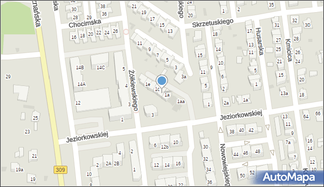 Leszno, Wołodyjowskiego Michała, 1b, mapa Leszno