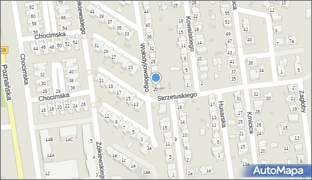 Leszno, Wołodyjowskiego Michała, 20, mapa Leszno