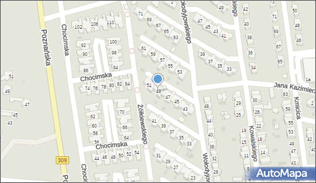 Leszno, Wołodyjowskiego Michała, 49, mapa Leszno