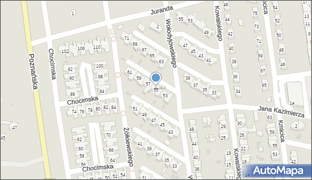 Leszno, Wołodyjowskiego Michała, 55, mapa Leszno