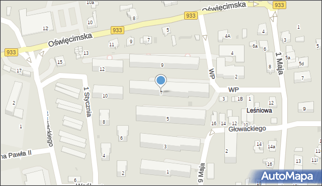 Libiąż, Wojska Polskiego, 7, mapa Libiąż