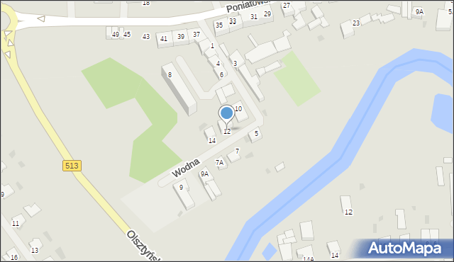 Lidzbark Warmiński, Wodna, 12, mapa Lidzbark Warmiński