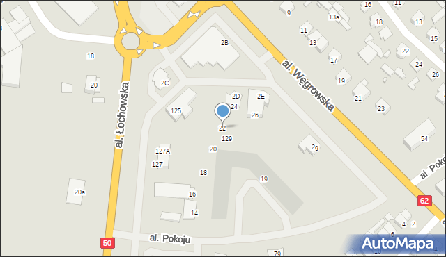 Łochów, Wolności, 22, mapa Łochów