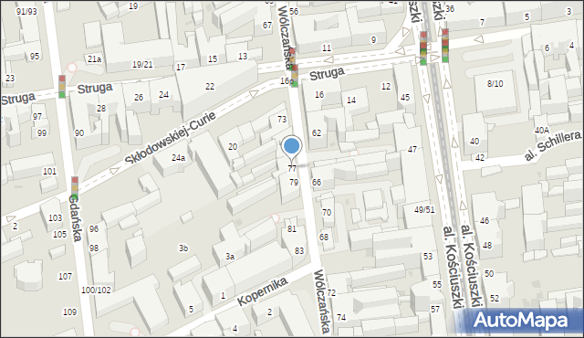 Łódź, Wólczańska, 77, mapa Łodzi