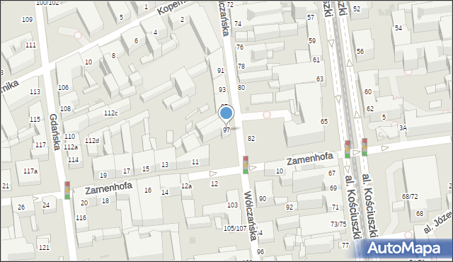 Łódź, Wólczańska, 97, mapa Łodzi