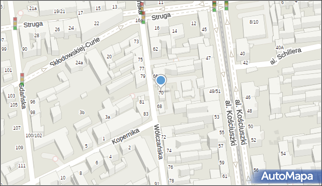 Łódź, Wólczańska, 70, mapa Łodzi