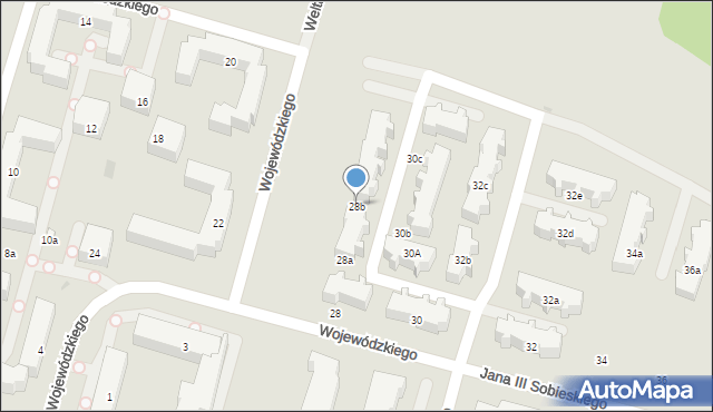 Łódź, Wojewódzkiego Wacława, 28b, mapa Łodzi