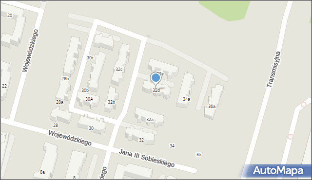 Łódź, Wojewódzkiego Wacława, 32d, mapa Łodzi