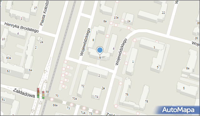 Łódź, Wojewódzkiego Wacława, 6, mapa Łodzi