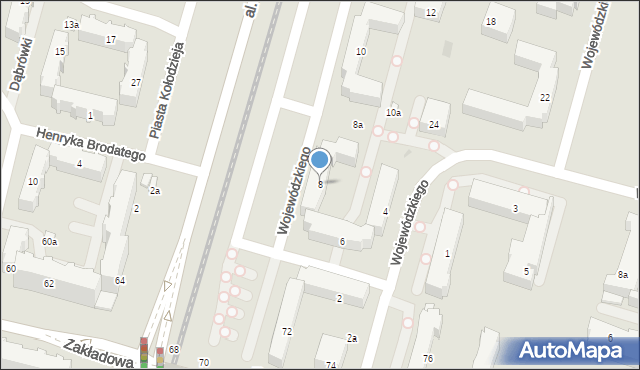 Łódź, Wojewódzkiego Wacława, 8, mapa Łodzi