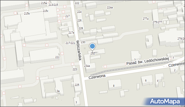 Łódź, Wólczańska, 232, mapa Łodzi