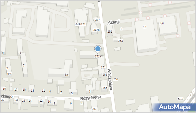 Łódź, Wólczańska, 251a, mapa Łodzi