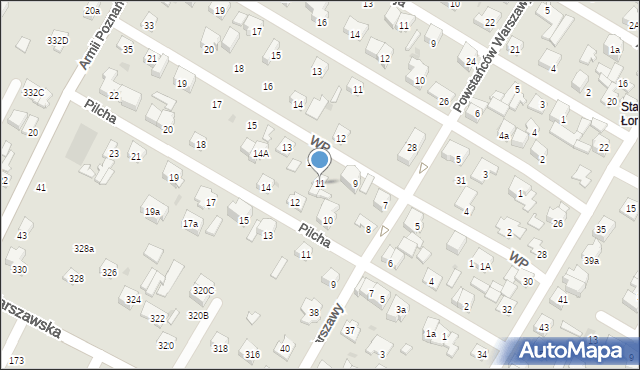 Łomianki, Wojska Polskiego, 11, mapa Łomianki