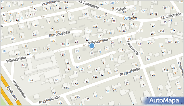 Łomianki, Wólczyńska, 11, mapa Łomianki