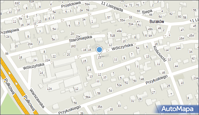 Łomianki, Wólczyńska, 13, mapa Łomianki