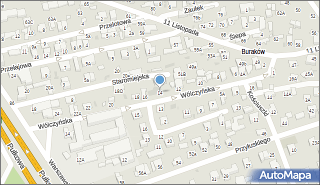 Łomianki, Wólczyńska, 14, mapa Łomianki