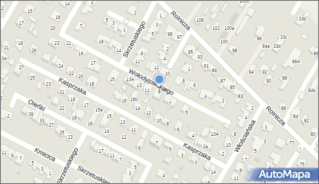 Łomianki, Wołodyjowskiego Michała, 9, mapa Łomianki