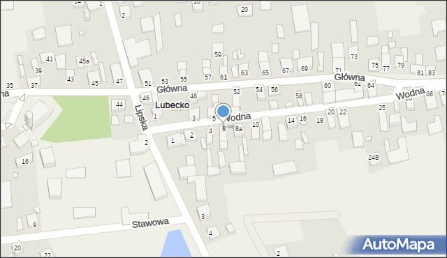 Lubecko, Wodna, 8, mapa Lubecko