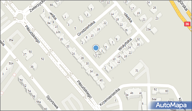 Lubin, Wołyńska, 1, mapa Lubin