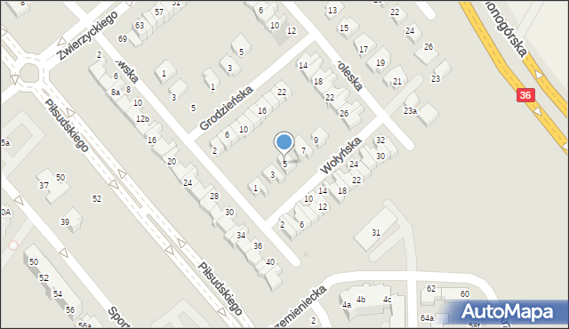 Lubin, Wołyńska, 5, mapa Lubin