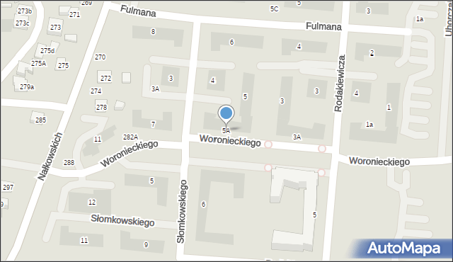 Lublin, Woronieckiego Jacka, 5A, mapa Lublina