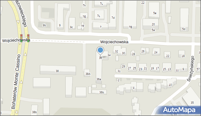 Lublin, Wojciechowska, 36, mapa Lublina