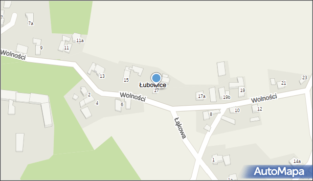 Łubowice, Wolności, 17, mapa Łubowice