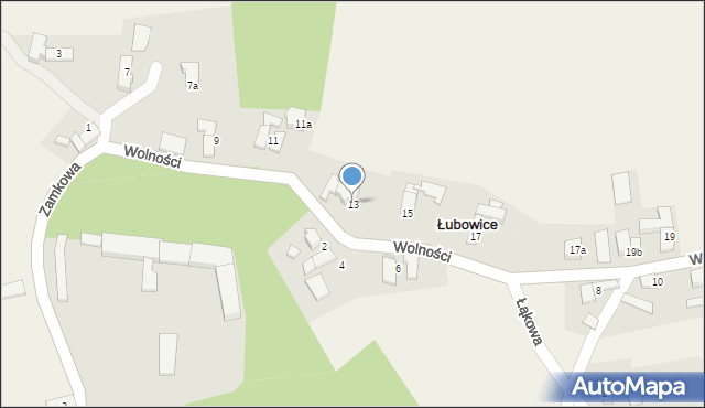 Łubowice, Wolności, 13, mapa Łubowice