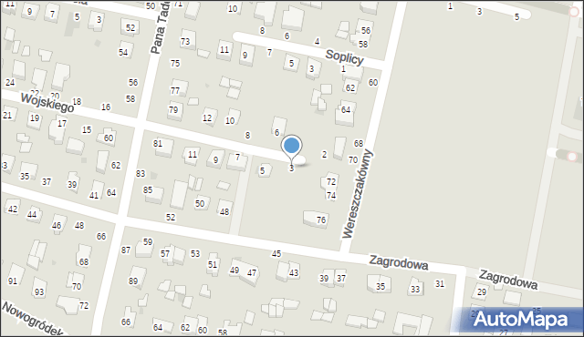 Łuków, Wojskiego, 3, mapa Łuków