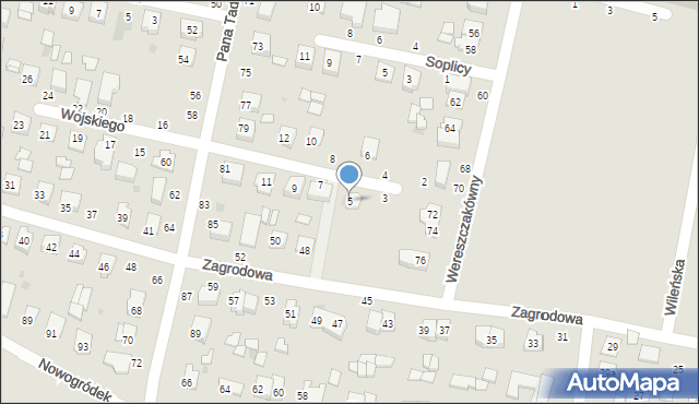 Łuków, Wojskiego, 5, mapa Łuków