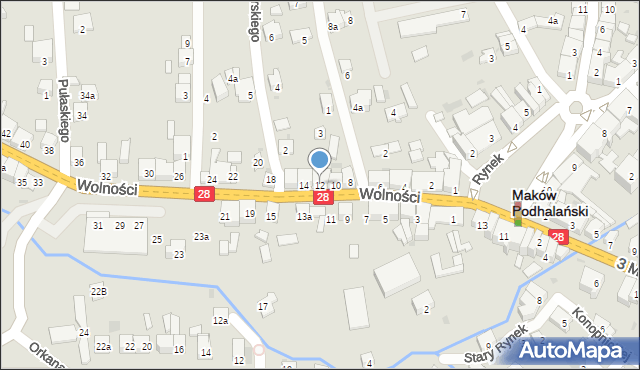 Maków Podhalański, Wolności, 12, mapa Maków Podhalański