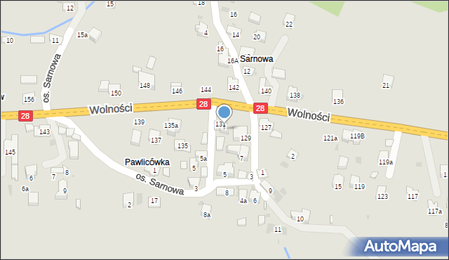 Maków Podhalański, Wolności, 131a, mapa Maków Podhalański