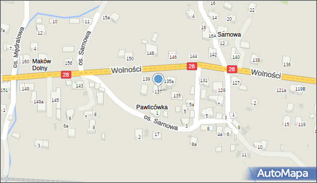 Maków Podhalański, Wolności, 137, mapa Maków Podhalański