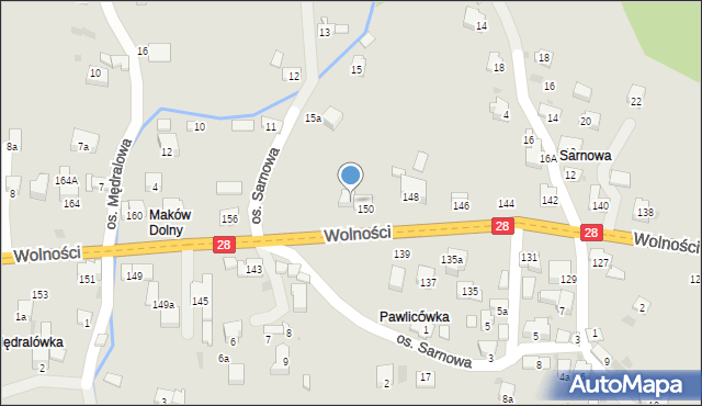 Maków Podhalański, Wolności, 152, mapa Maków Podhalański