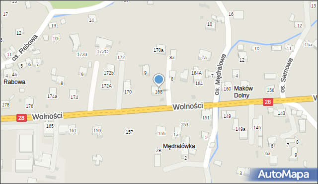 Maków Podhalański, Wolności, 168, mapa Maków Podhalański