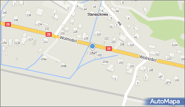 Maków Podhalański, Wolności, 205a, mapa Maków Podhalański