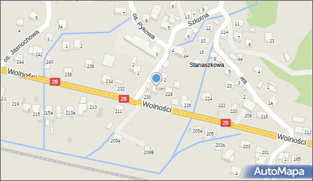 Maków Podhalański, Wolności, 230a, mapa Maków Podhalański