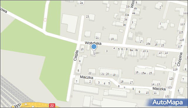 Malbork, Wołyńska, 1, mapa Malborka