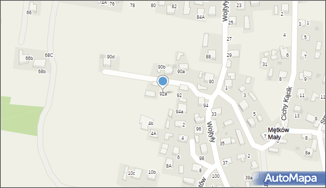 Mętków, Wojtyły Karola, ks., 92a, mapa Mętków