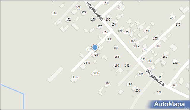 Mielec, Wojsławska, 184a, mapa Mielca