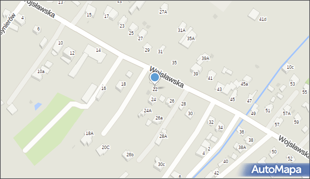 Mielec, Wojsławska, 22, mapa Mielca