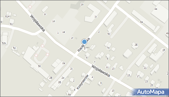 Mielec, Wojsławska, 3, mapa Mielca