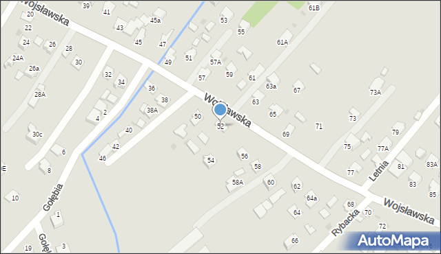 Mielec, Wojsławska, 52, mapa Mielca