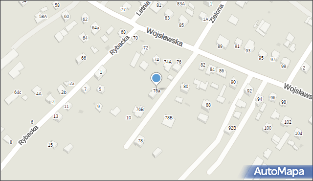 Mielec, Wojsławska, 76a, mapa Mielca