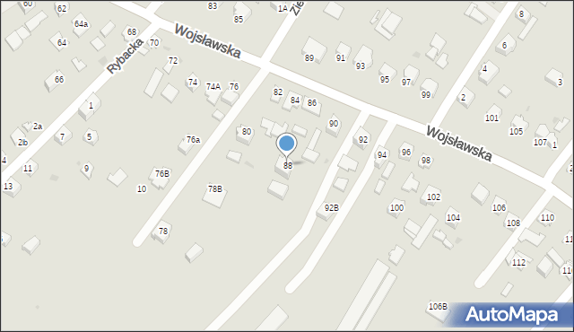 Mielec, Wojsławska, 88, mapa Mielca