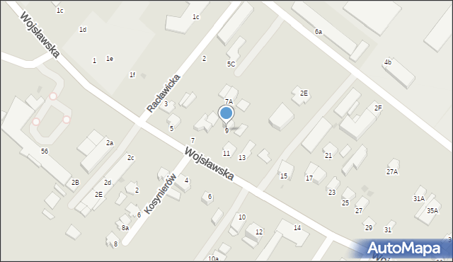 Mielec, Wojsławska, 9, mapa Mielca