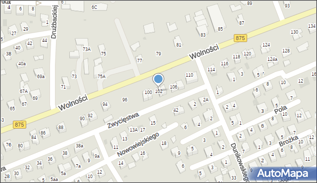 Mielec, Wolności, 102, mapa Mielca