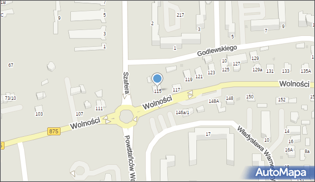 Mielec, Wolności, 115, mapa Mielca